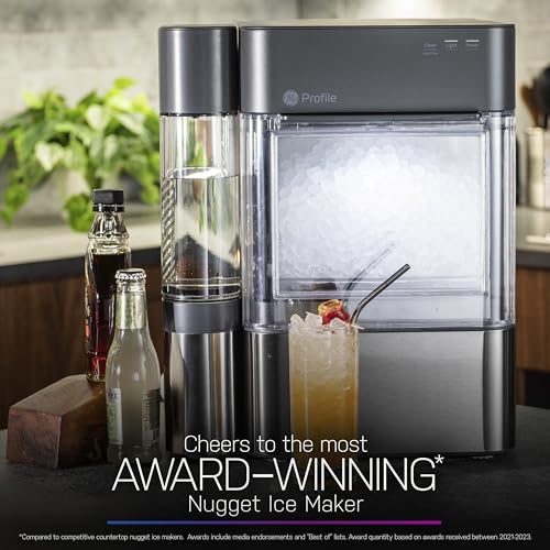 GE Profile Opal 2.0 with 0.75 Gallon Tank, Chewable Crunchable Countertop Nugget Ice Maker, Scoop included, 38 lbs in 24 hours, Pellet Ice Machine with WiFi & Smart Connected, Stainless Steel