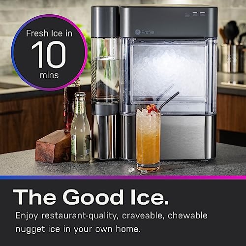 GE Profile Opal 2.0 with 0.75 Gallon Tank, Chewable Crunchable Countertop Nugget Ice Maker, Scoop included, 38 lbs in 24 hours, Pellet Ice Machine with WiFi & Smart Connected, Stainless Steel
