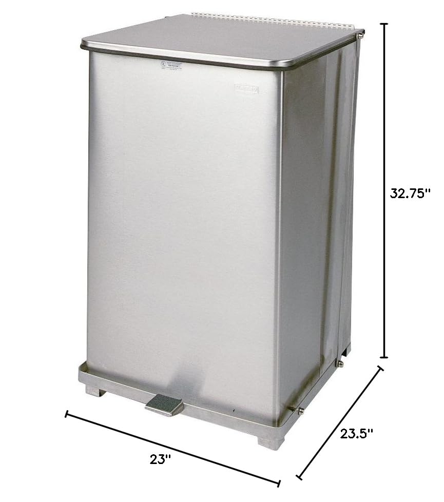 Rubbermaid Commercial Products Step-On Trash Can, 25-Gallon, Square Stainless Steel, Good with Infectious Waste in Doctors Office/Hospital/Medical/Healthcare Facilities