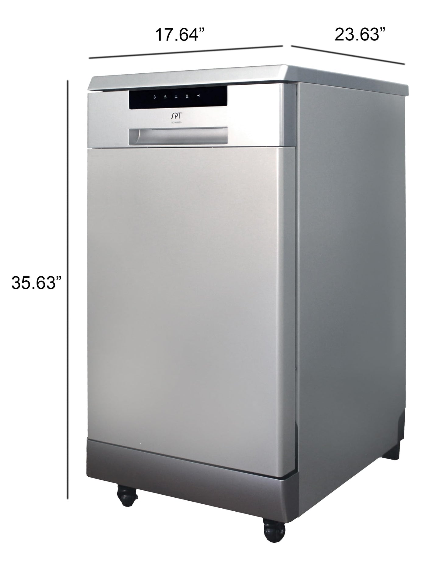 SPT SD-9263SS 18″ Wide Portable Stainless Steel Dishwasher with ENERGY STAR, 6 Wash Programs, 8 Place Settings and Stainless Steel Tub