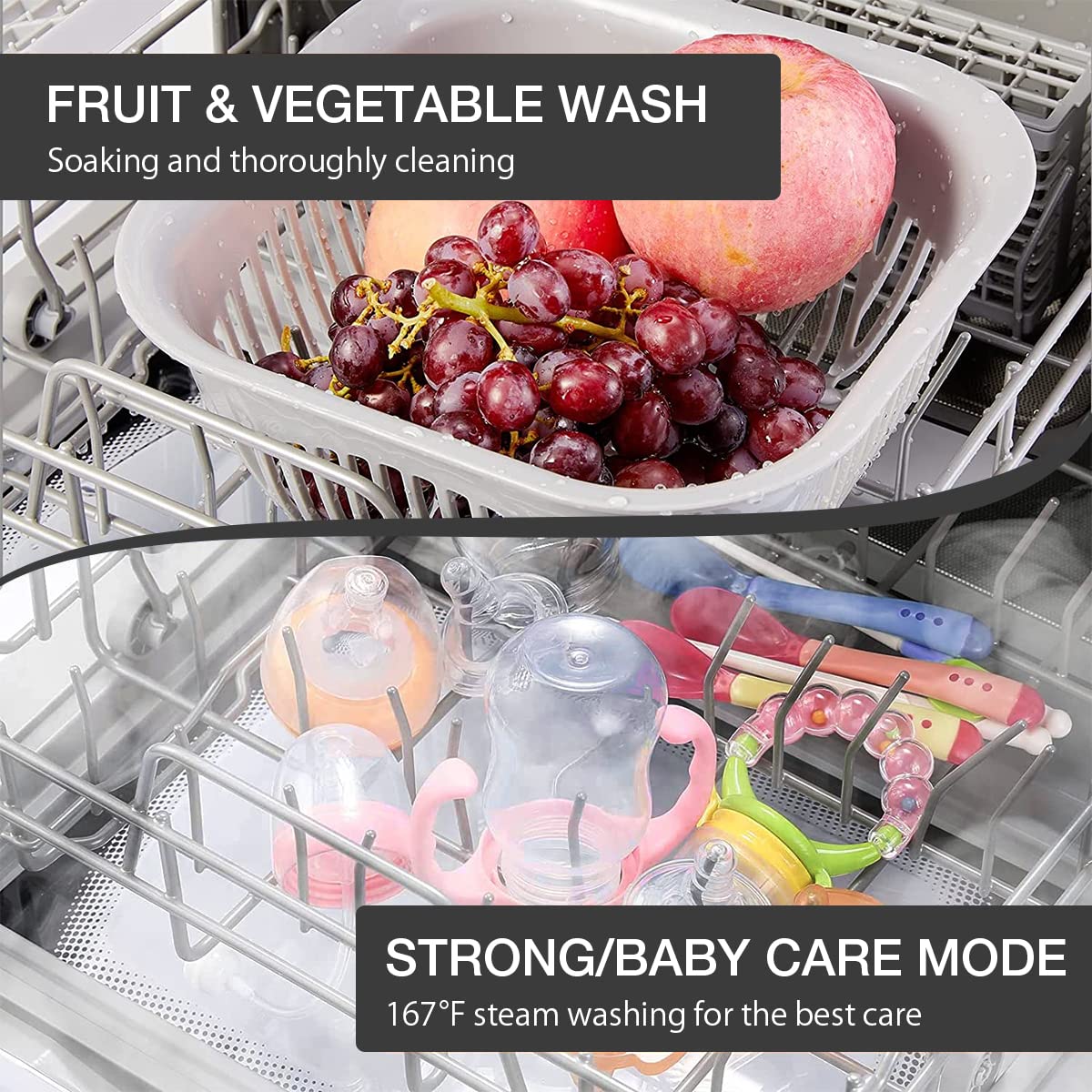 BLITZHOME Portable Dishwasher Countertop, WIFI Smart Dishwasher, Compact Dishwashers with 5L Built-in Water Tank, 6 Programs, 360° Dual Spray, High-Temp& Air-Dry Function, Fruit Cleaning
