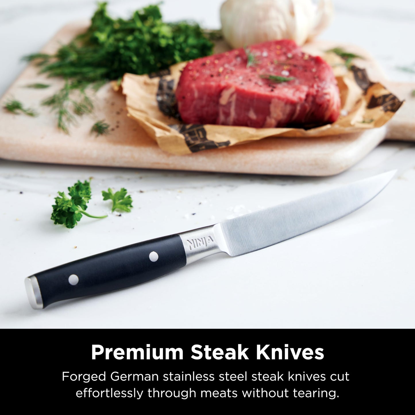 Ninja K32017 Foodi NeverDull Premium Knife System, 17 Piece Knife Block Set with Built-in Sharpener, German Stainless Steel Knives, Black